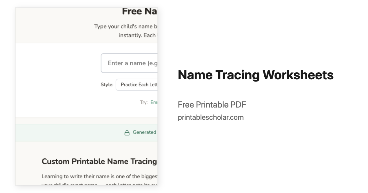 Name Below Example Free Name Tracing Worksheet Generator — Printable Custom Name Practice ...
