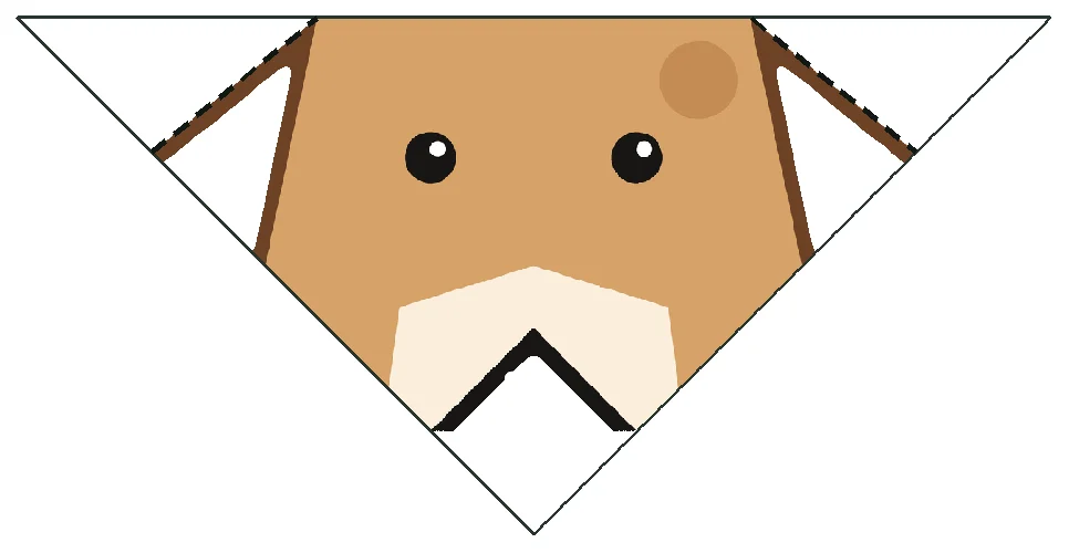 Origami Dog Face step 2: Turn it so a corner points up. Fold back on line 1: a triangle, point down.