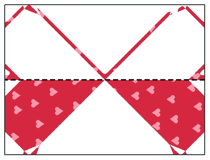 Origami Heart step 2: Fold the top back on line 1.