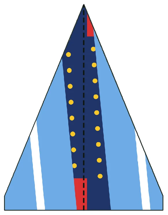 Paper Airplane step 3: Fold both slanted edges back on the 2 lines.