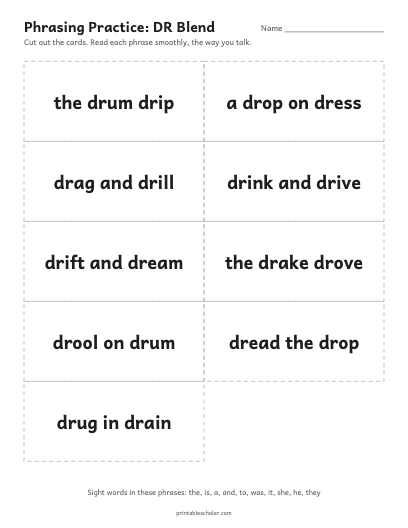 DR Blend phrasing cards printable preview