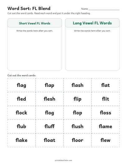 FL Blend word sort printable preview
