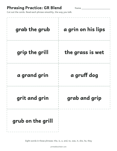 GR Blend phrasing cards printable preview