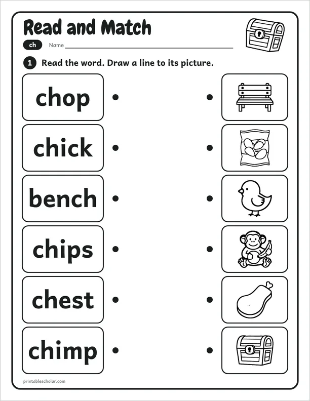 Read and Match: a ch picture worksheet