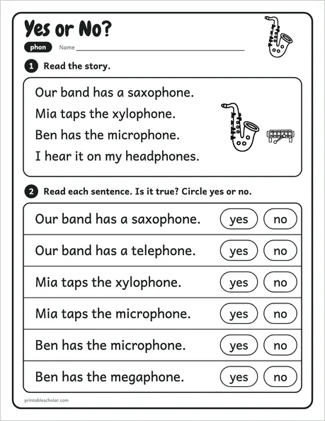 Yes or No? worksheet from the Level 6 Word Work: Greek and Latin Roots pack
