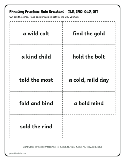 Rule Breakers — ILD, IND, OLD, OST phrasing cards printable preview