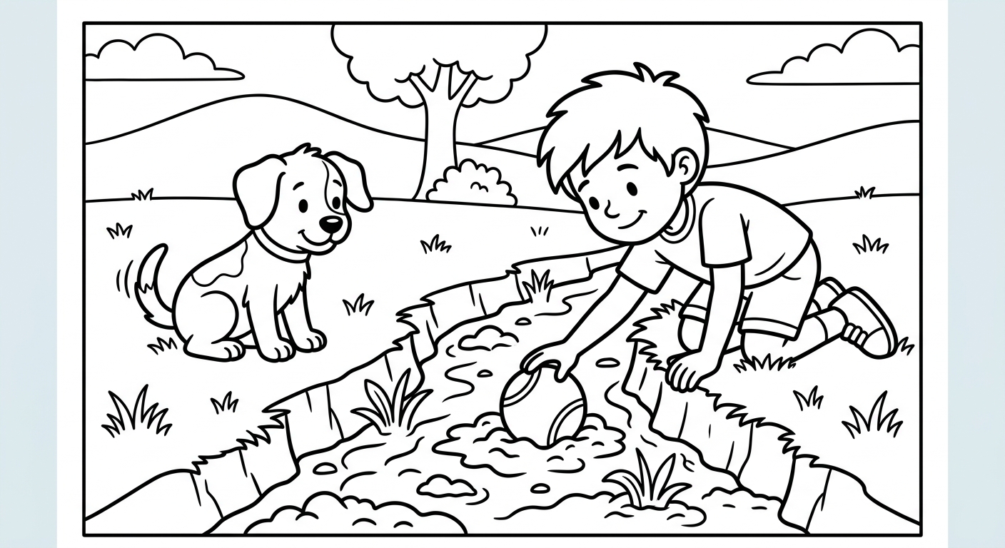 Chad and the Ditch coloring page illustration