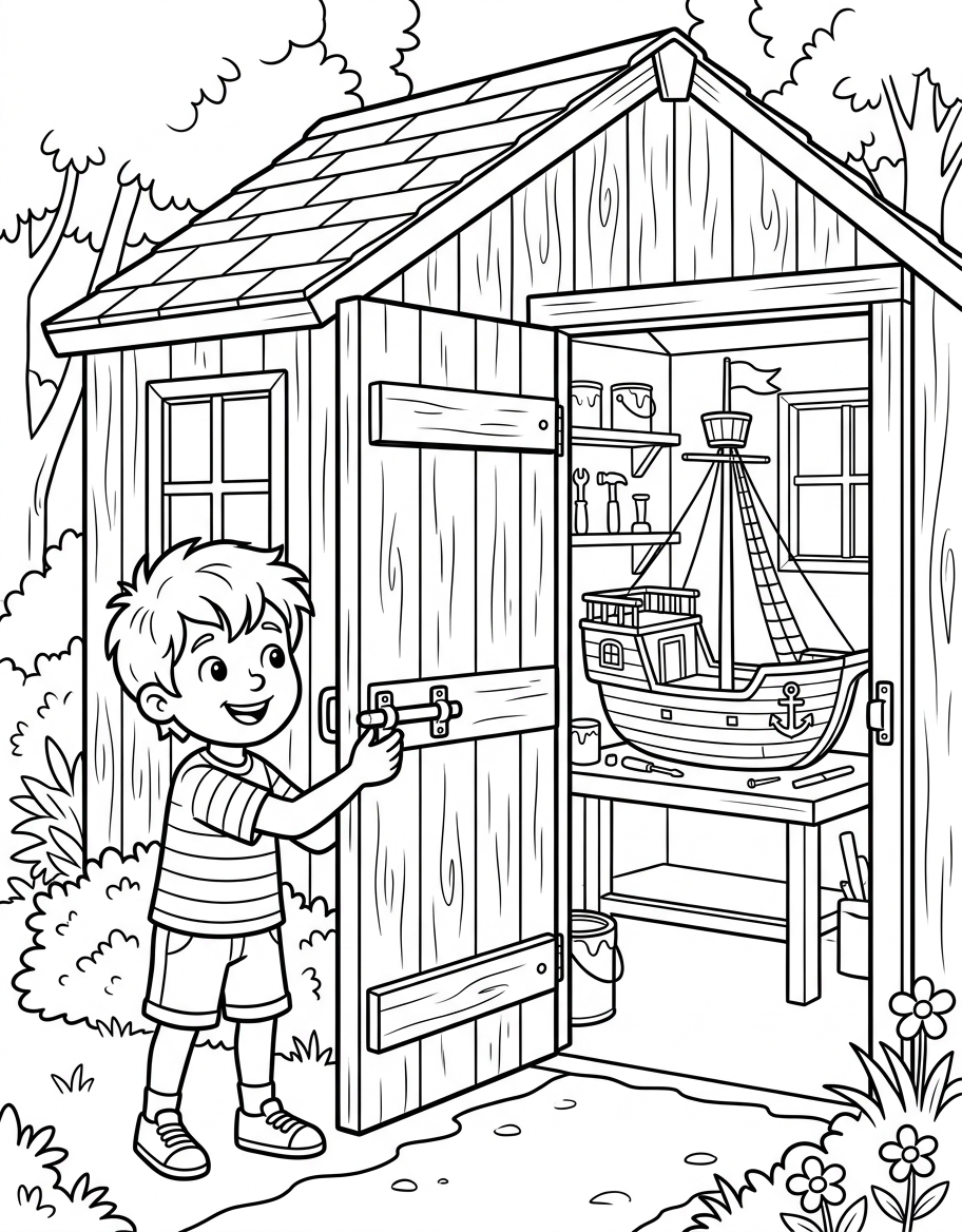 Chad's Big Ship coloring page illustration