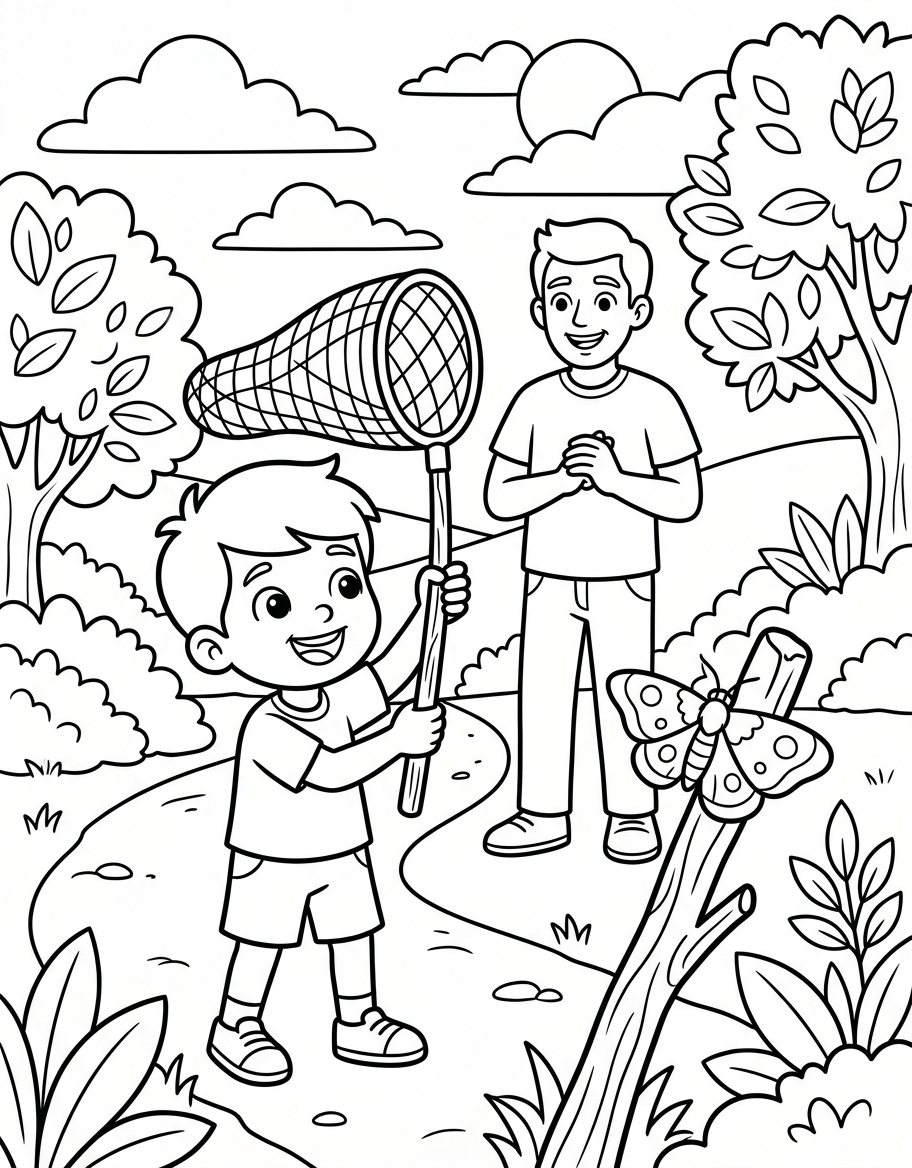 Seth's Moth Hunt coloring page illustration