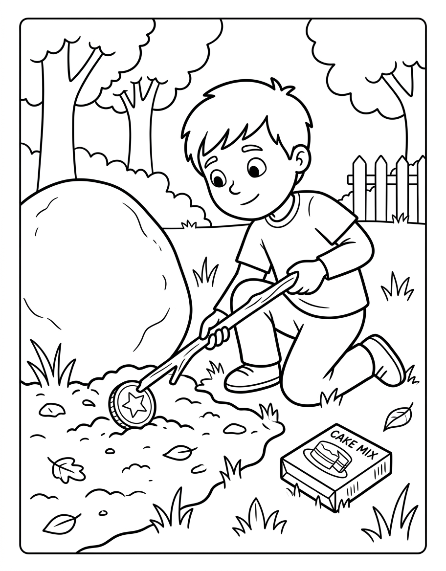 Jon's Shiny Coin coloring page illustration