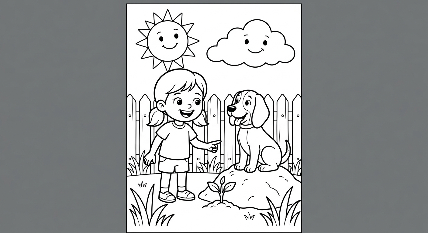 Scout's Lost Hound coloring page illustration