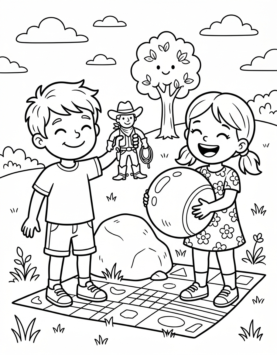 Kate's Joyful Toy coloring page illustration
