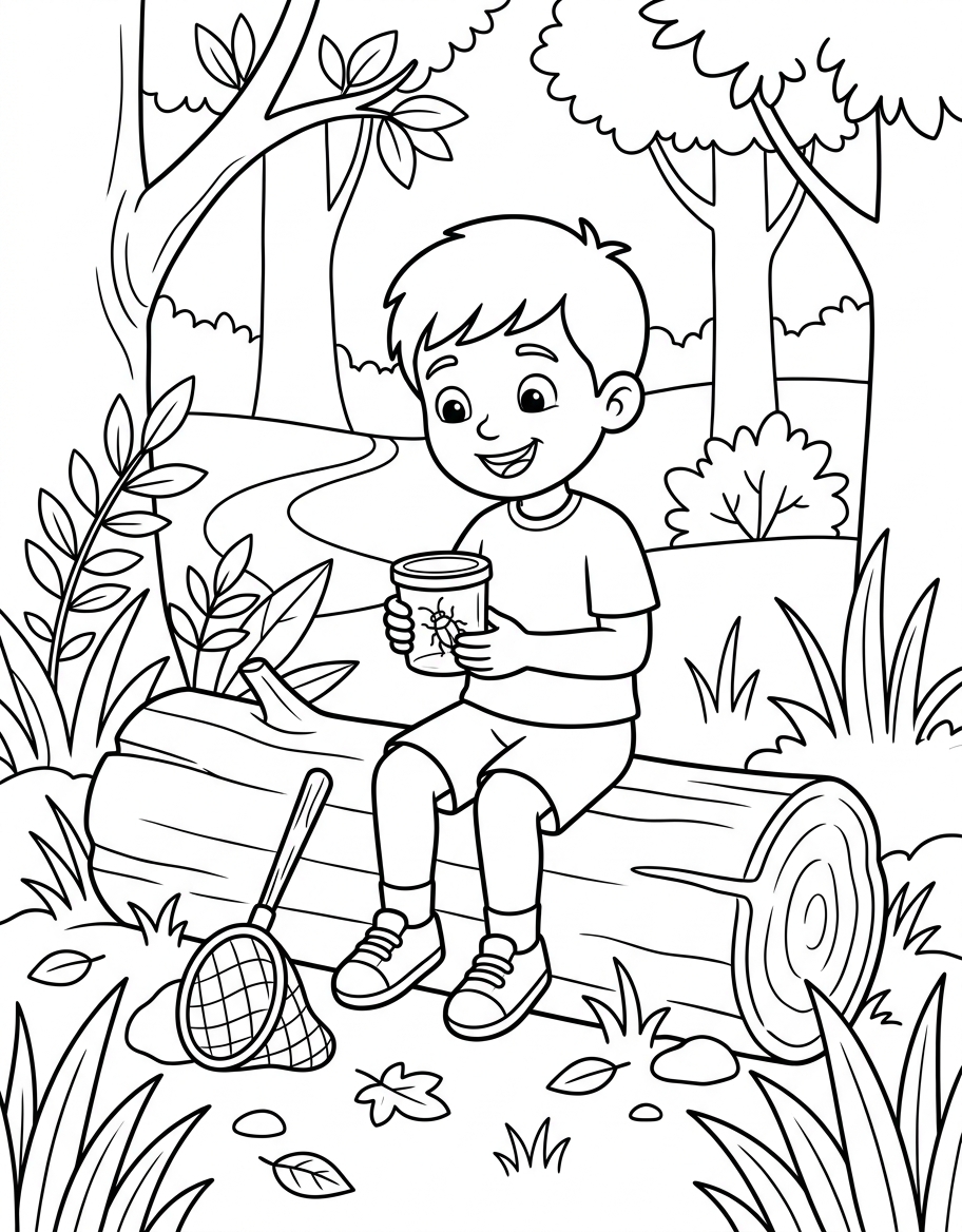Tim and the Bug coloring page illustration