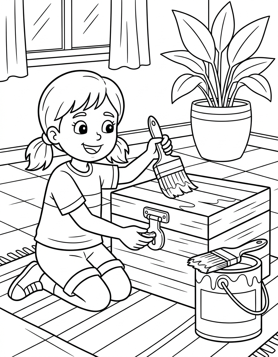 Jane's Painted Box decodable reader illustration
