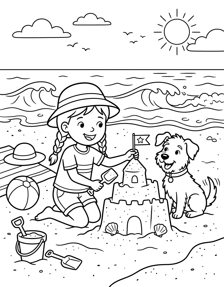 Pam and Gus at the Beach decodable reader illustration