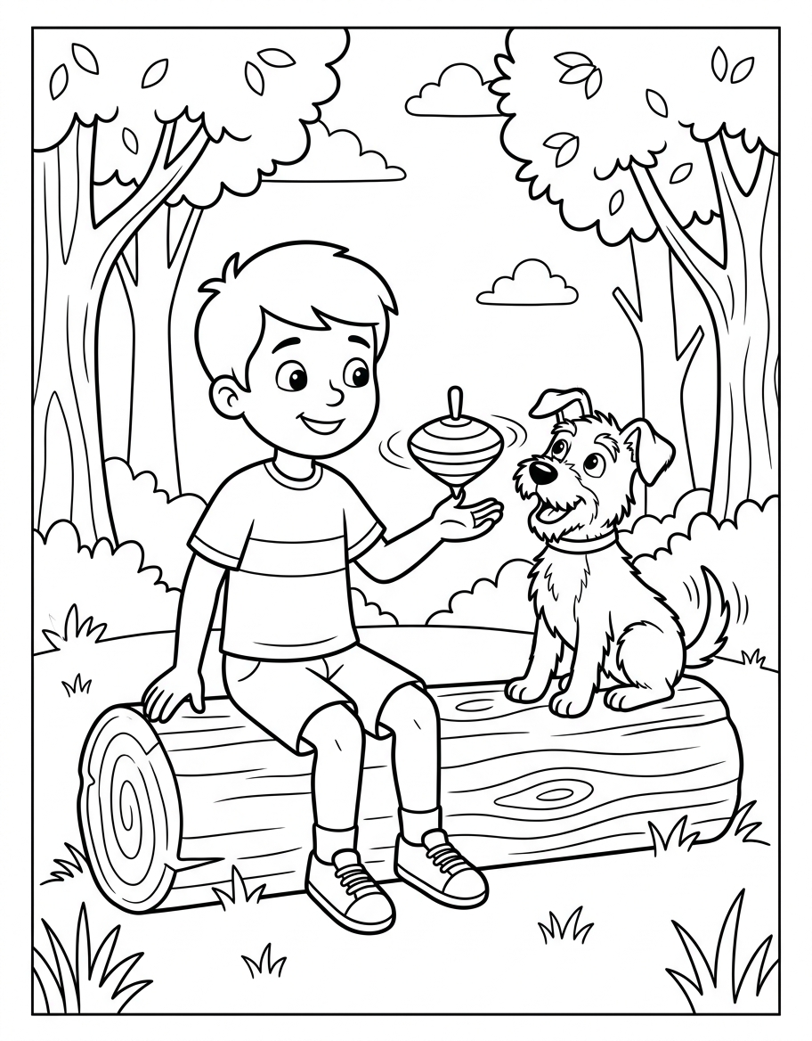 Ned's New Top coloring page illustration