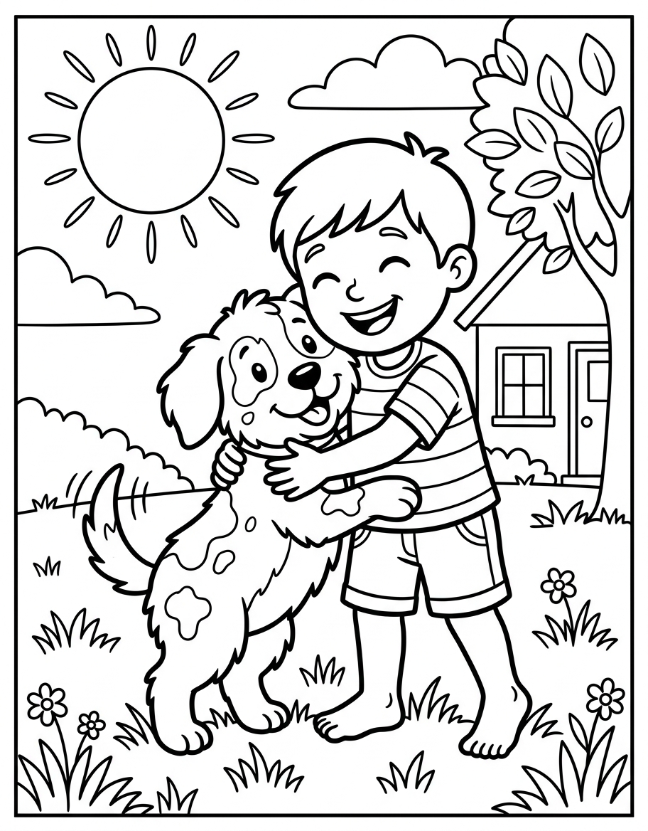 Jim and the Pup coloring page illustration