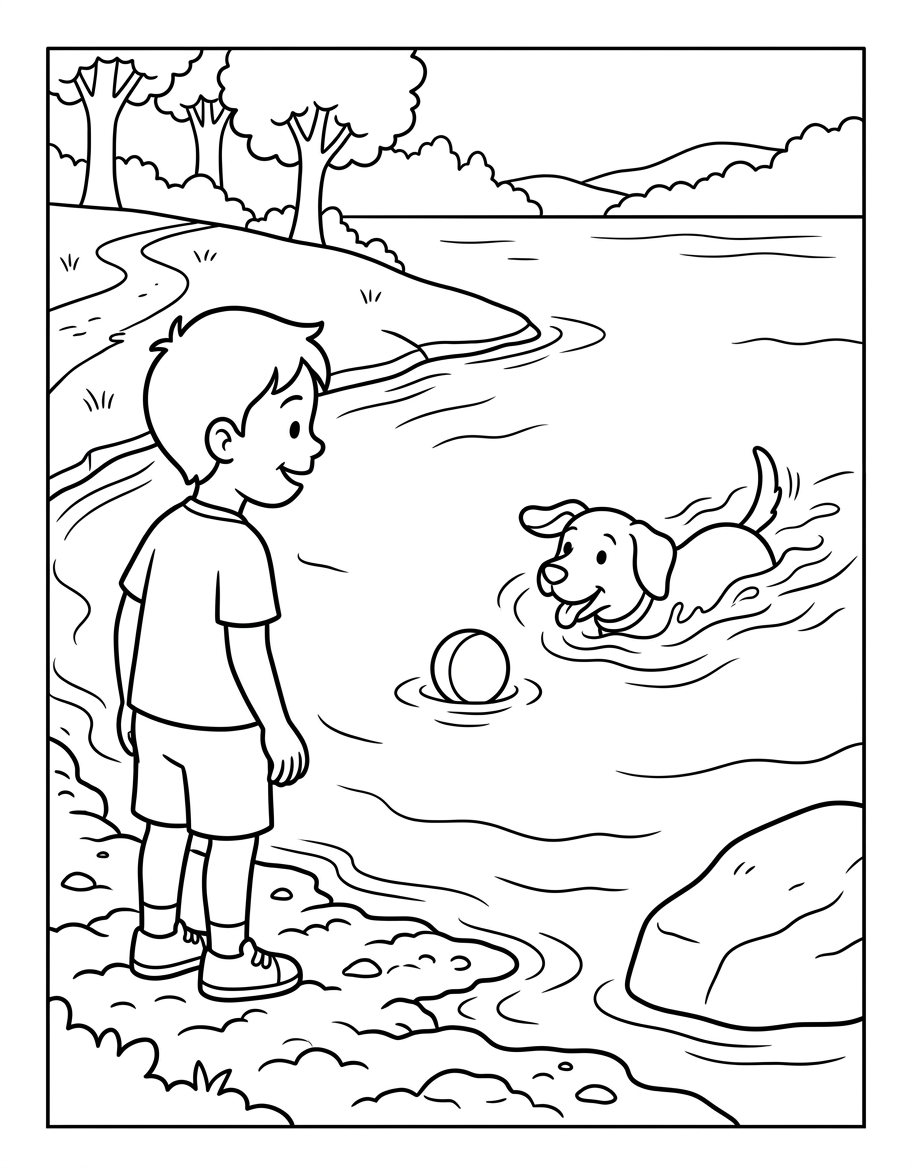 Wade's Lake Game coloring page illustration