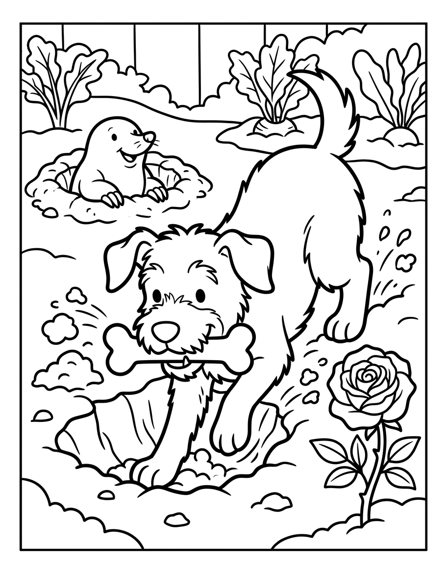 Gus and the Mole coloring page illustration