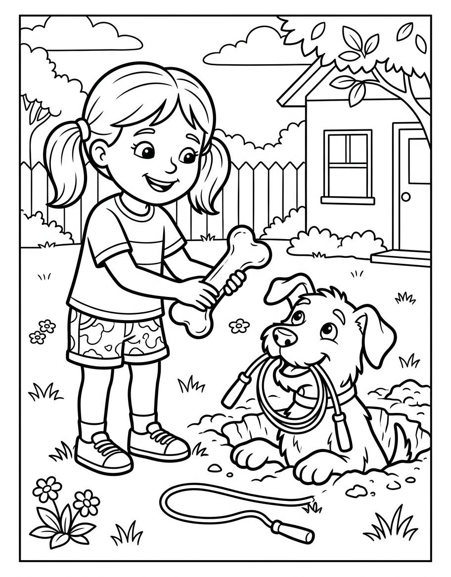 Kate's Jump Rope coloring page illustration