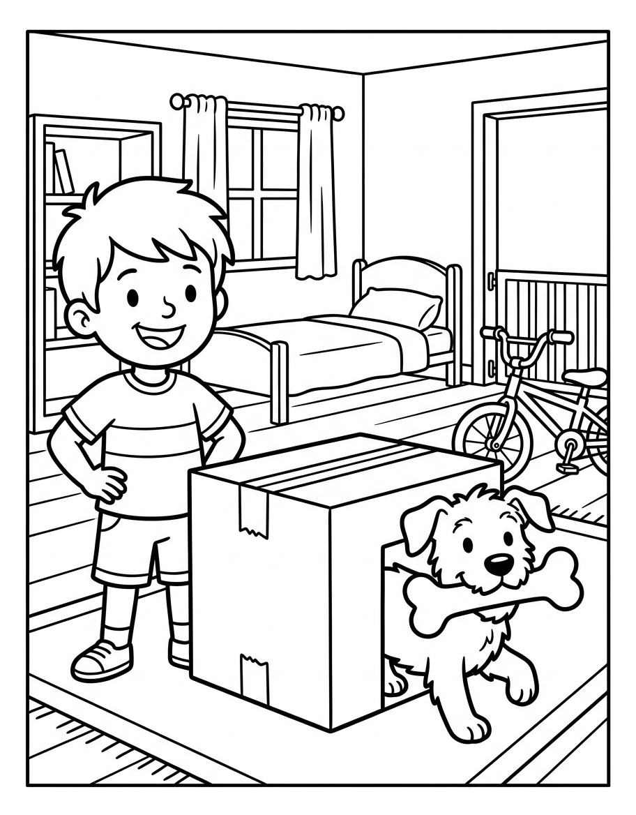 Luke's Huge Hike coloring page illustration