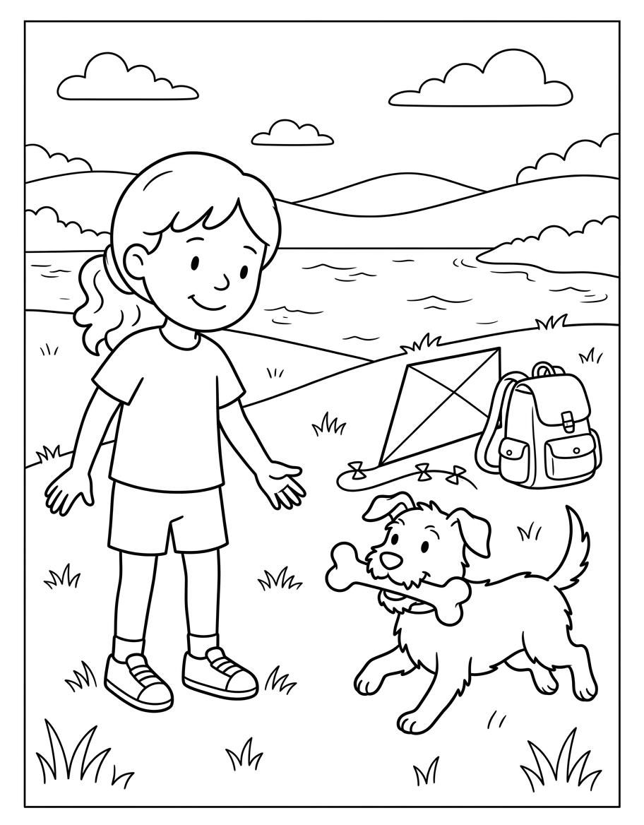Shelly's Lake Ride coloring page illustration