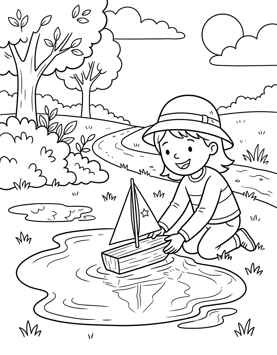 Pam's Red Ship coloring page illustration