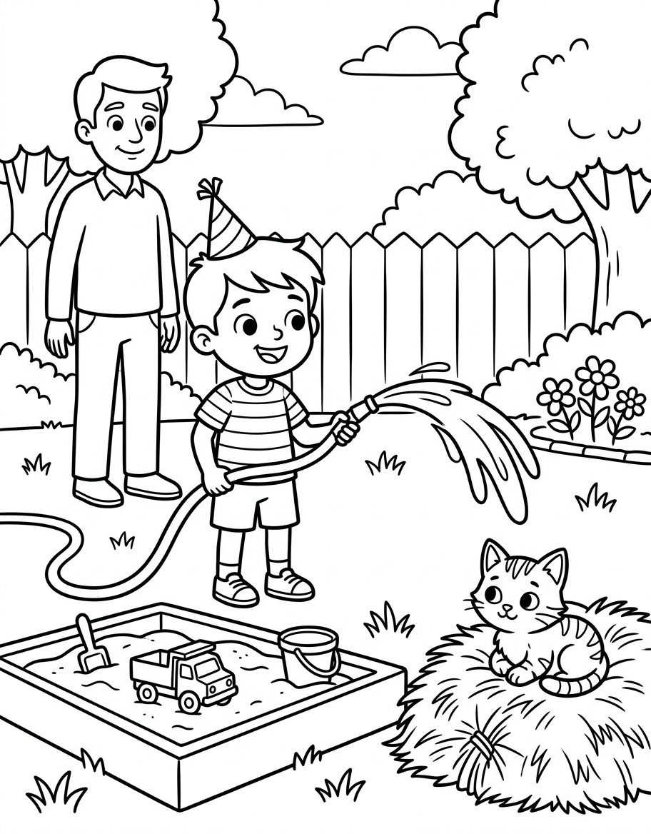 Jay's Birthday Play coloring page illustration