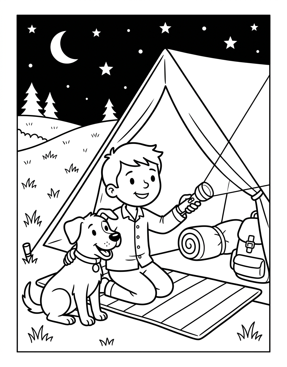 Seth's Night at Camp coloring page illustration