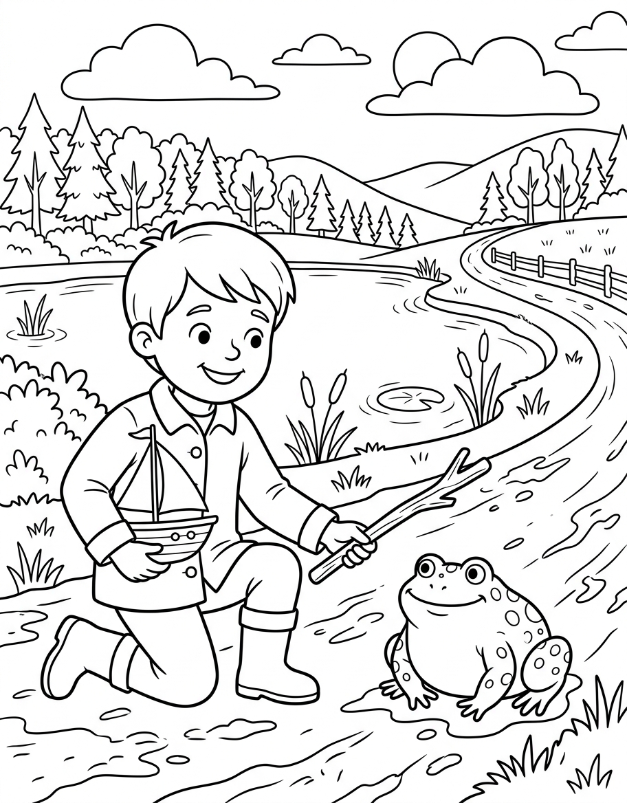 Ron's Big Boat coloring page illustration
