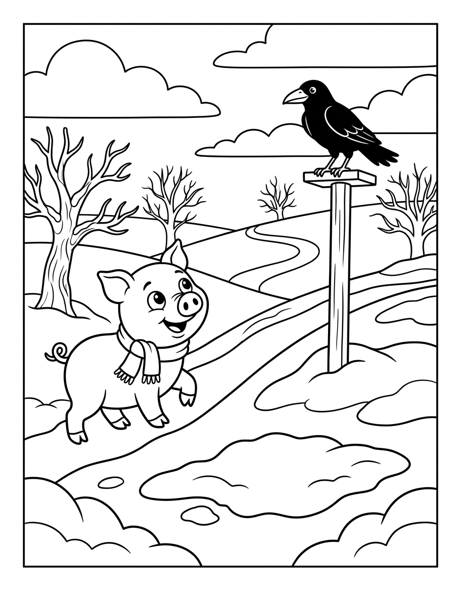 Pip's Yellow Snow coloring page illustration