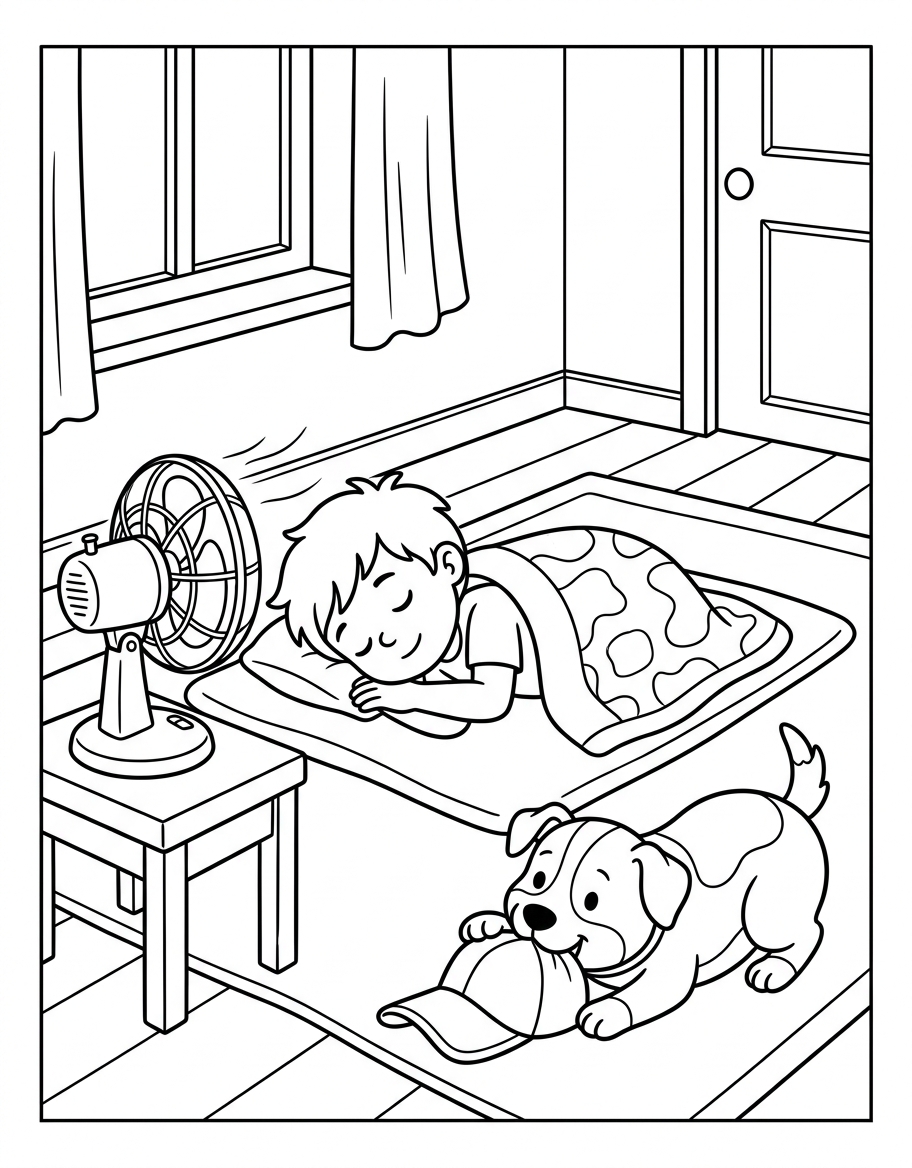 Dan's Good Nap coloring page illustration