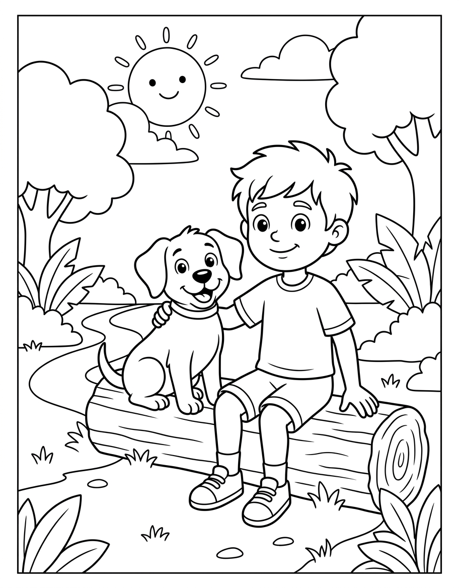 Jon and Dot Jog coloring page illustration