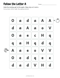 Follow the Letter A worksheet