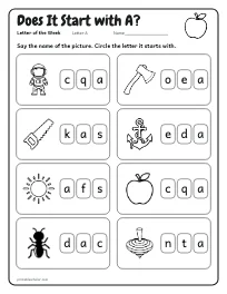 Does It Start with A? worksheet