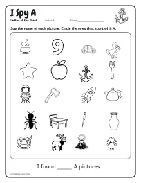 I Spy A worksheet