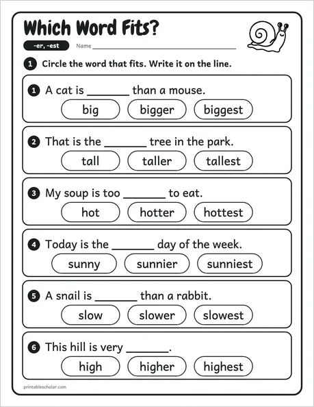 Which Word Fits? worksheet from the Level 5 Word Work: Syllables and Word Parts pack
