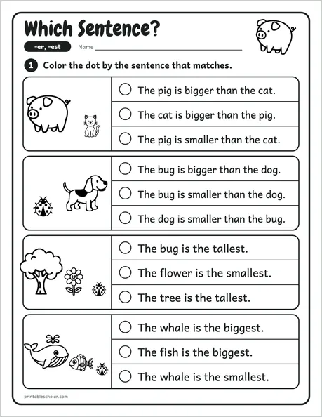 Which Sentence? worksheet from the Level 5 Word Work: Syllables and Word Parts pack