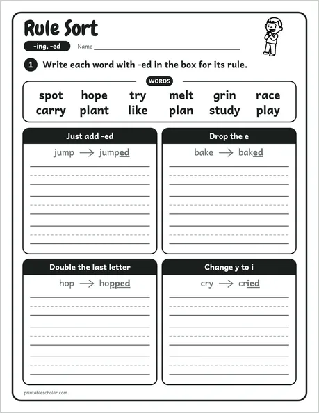 Rule Sort worksheet from the Level 5 Word Work: Syllables and Word Parts pack