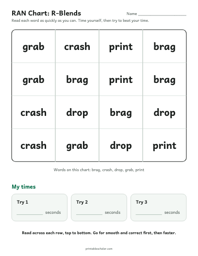 R-Blends ran chart printable preview