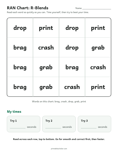 R-Blends ran chart printable preview