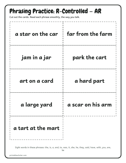 R-Controlled — AR phrasing cards printable preview