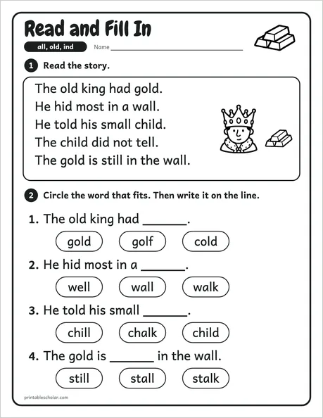 Read and Fill In worksheet from the Level 3 Word Work: Silent E pack