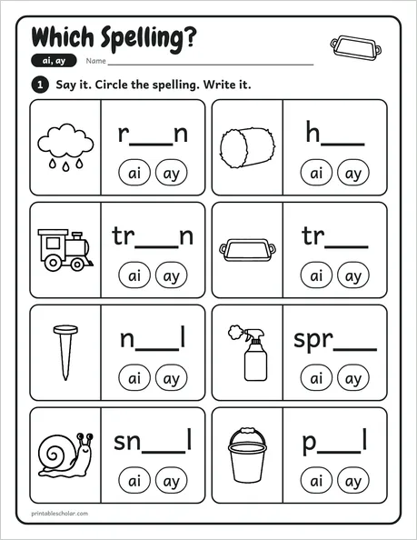 Which Spelling? worksheet from the Level 4 Word Work: Vowel Teams pack