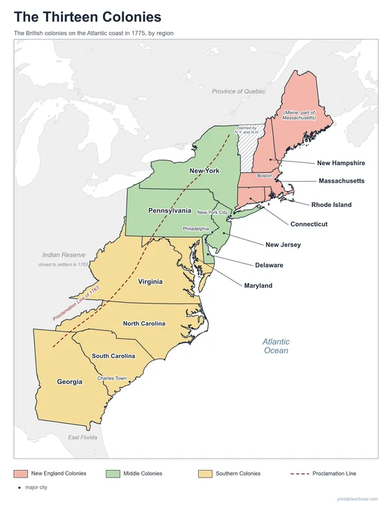 13 Colonies Map