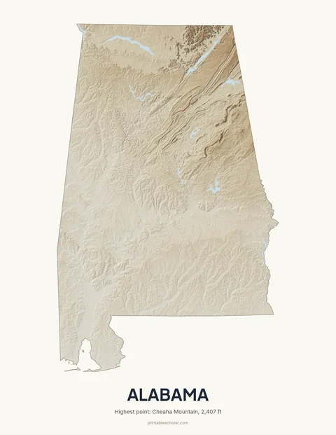 Alabama relief wall art on a light background