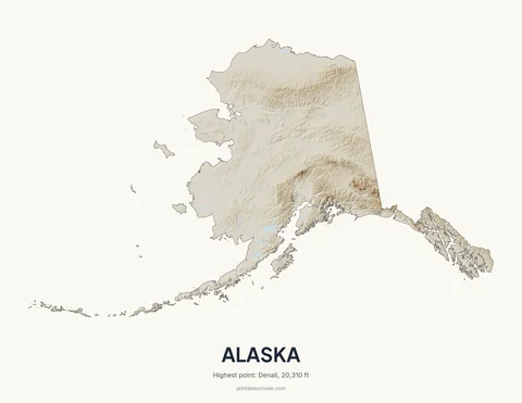 Alaska relief wall art on a light background