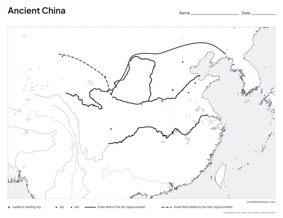 Ancient China Map, blank