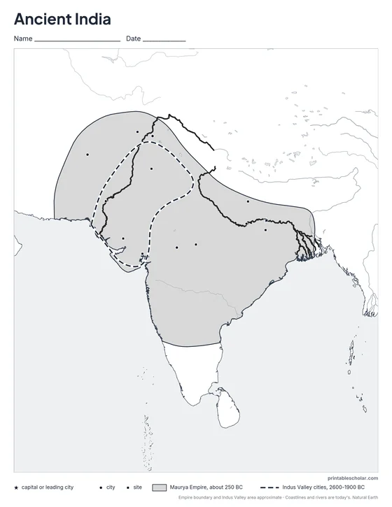 Ancient India Map, blank