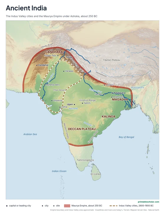 Ancient India Map, labeled